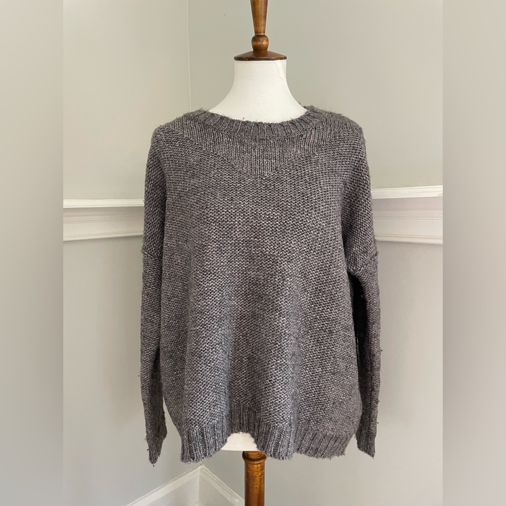 MADEWELL Wallace Wool Blend Gray Boxy Cut Knit Sweater Size Large